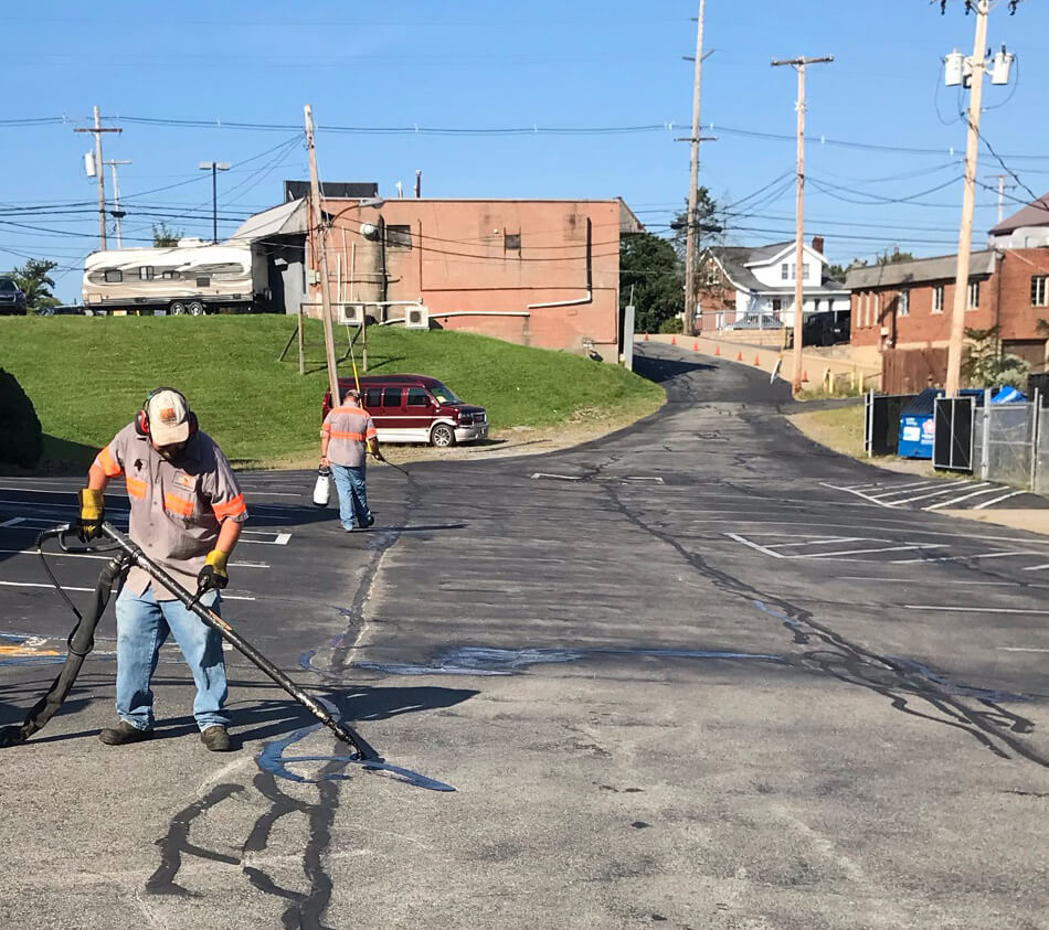 Crack Sealing Parking Lot